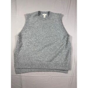 HM Gray Alpaca Blend Knit Sweater Vest Crew Neck Side Slit Womens Large L